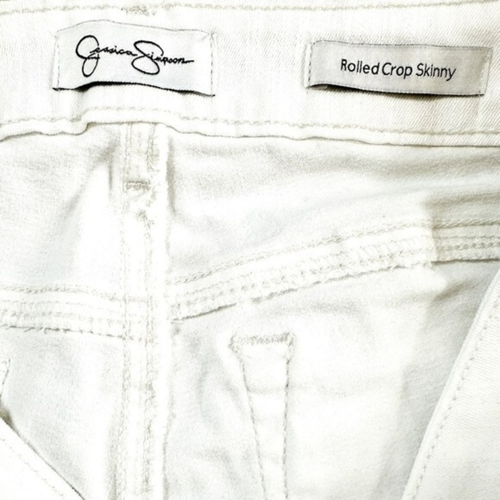 Jessica Simpson Women's White Cotton Skinny Roll Crop Jeans 6/28 Relaxed Fit G - Picture 7 of 8